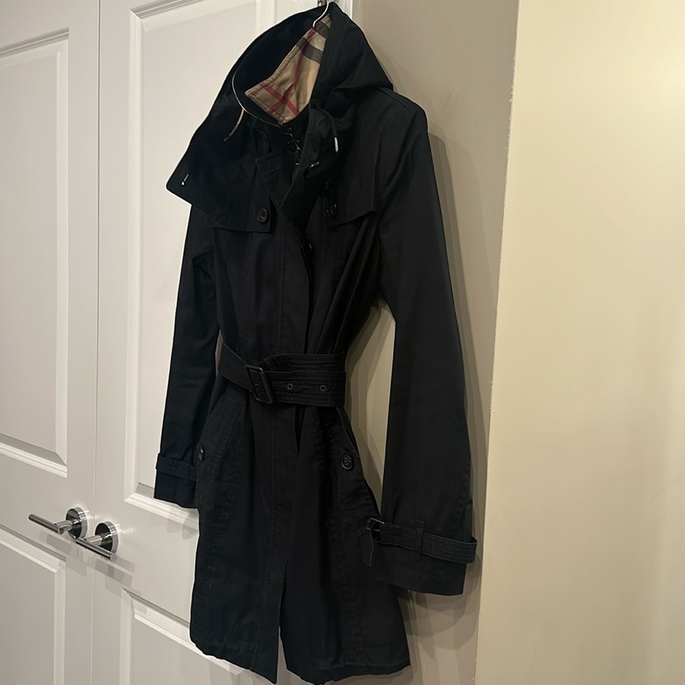Burberry Brit Trench coat black removable hood check lining EXCELLENT condition - Picture 3 of 17
